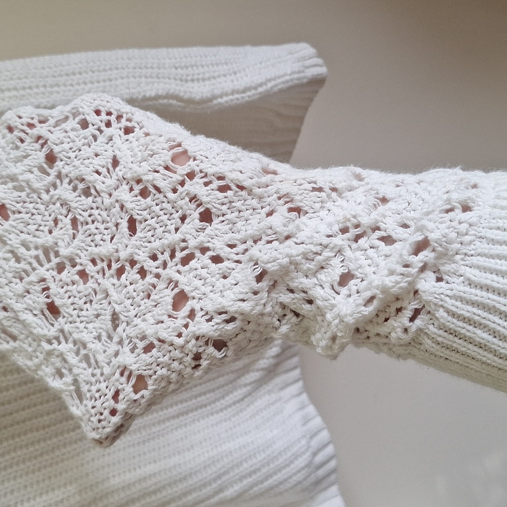 LC Lauren Conrad White Knit Top Size M - Picture 6 of 8
